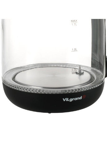 Чайник електричний VL7172CGK, скло, на 1,7 л, 5 режимів підігріву та LED-кольорів Vilgrand чорний