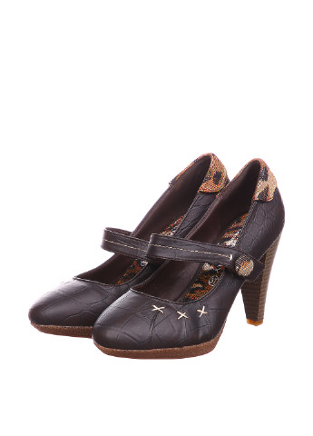 Коричневые женские кэжуал туфли на высоком каблуке - фото