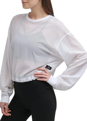 Белый лонгслив DKNY однотонный (300776997)