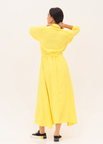Желтое повседневный платье рубашка ISSA PLUS однотонное