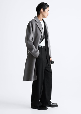 Серое демисезонное Пальто однобортное Zara