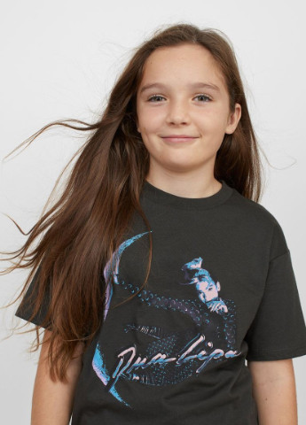 Темно-серая летняя футболка для девочки H&M