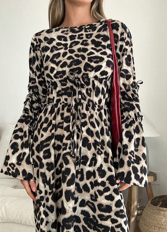 Комбінована кежуал сукня кльош SHEIN леопардовий