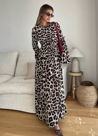 Комбінована кежуал сукня кльош SHEIN леопардовий