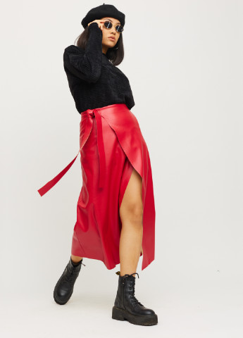 Красная кэжуал однотонная юбка Karree на запах