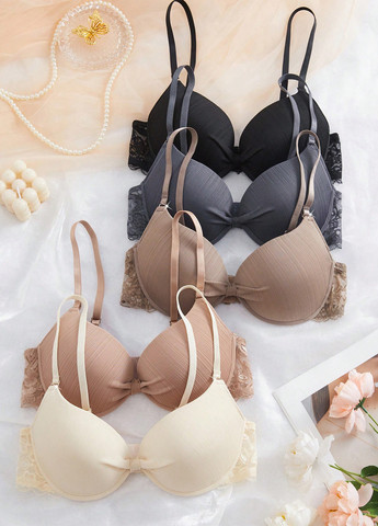 Серо-бежевый корбей бюстгальтер (5 шт.) SHEIN с косточками полиэстер