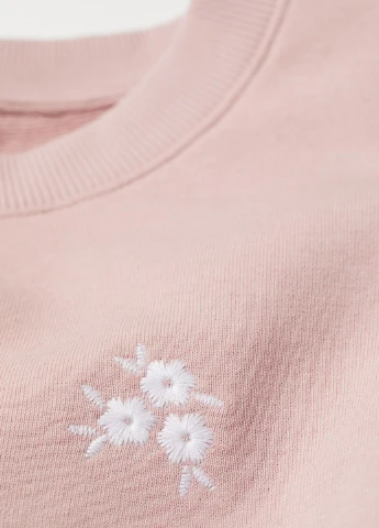 Розовый свитшот H&M однотонный вышивка (220743813)