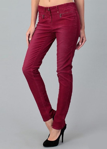 Бордовые джинсовые демисезонные зауженные брюки Tom Tailor