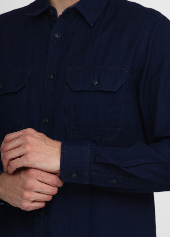 Темно-синяя кэжуал рубашка однотонная Gap с длинным рукавом