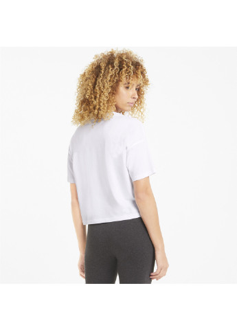 Белая всесезон футболка essentials logo cropped women's tee Puma