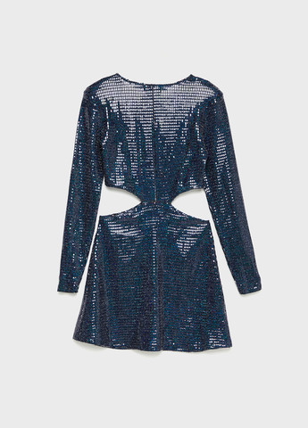 Темно-синее кэжуал, коктейльное платье а-силуэт Stradivarius однотонное