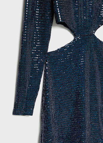 Темно-синее кэжуал, коктейльное платье а-силуэт Stradivarius однотонное