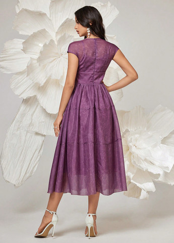 Фіолетова коктейльна сукня в стилі армпір SHEIN однотонна