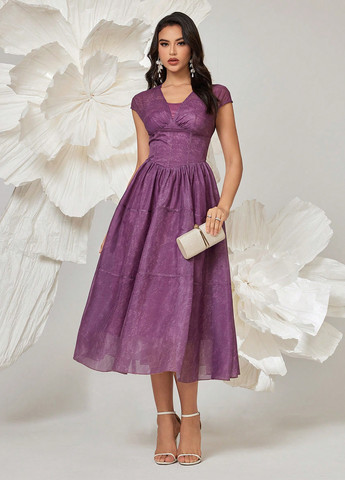 Фіолетова коктейльна сукня в стилі армпір SHEIN однотонна