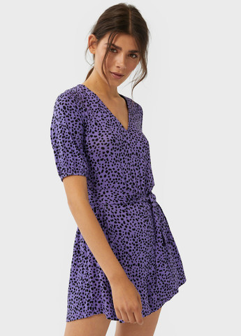 Комбінезон Stradivarius комбінезон-шорти анімалістичні фіолетовий кежуал віскоза