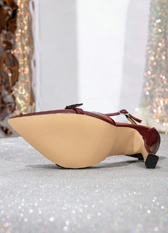 SHEIN Туфли анкл страп бордовый з искусственная кожа, полиуретан, китай — лето (345181520)