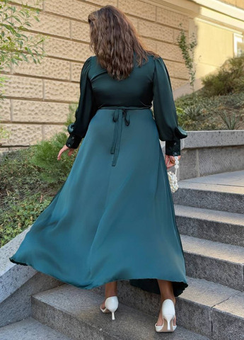 Морской волны праздничный платье на запах No Brand однотонное