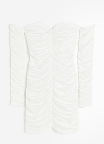 Білий кежуал, коктейльна сукня з відкритими плечима H&M однотонна