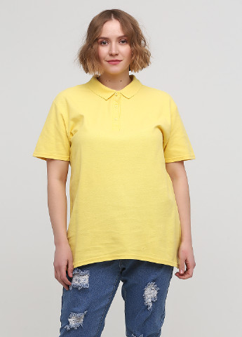 Желтая женская футболка-поло Anvil однотонная