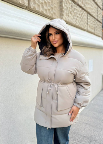 Світло-бежева зимня куртка двостороння No Brand