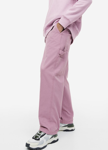 Светло-фиолетовые кэжуал демисезонные прямые брюки H&M