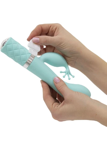 Розкішний вібратор-кролик - Kinky Teal із кристалом Сваровскі, потужний Pillow Talk (254151831)