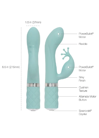 Розкішний вібратор-кролик - Kinky Teal із кристалом Сваровскі, потужний Pillow Talk (254151831)
