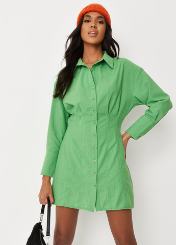 Зеленое кэжуал платье рубашка Missguided однотонное