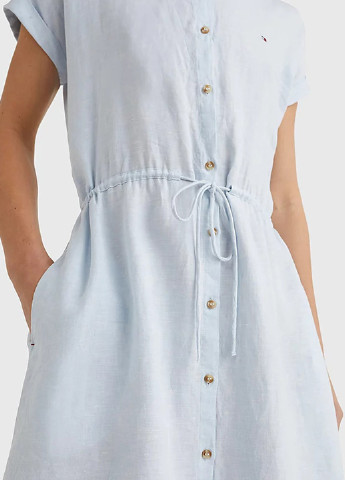 Світло-блакитна кежуал сукня сорочка Tommy Hilfiger однотонна