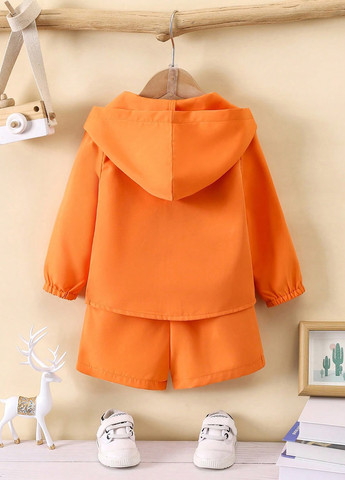 Помаранчевий літній костюм (сорочка, шорти) з шортами SHEIN