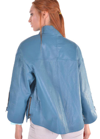 Голубая зимняя куртка из кожи джумбо Roksan