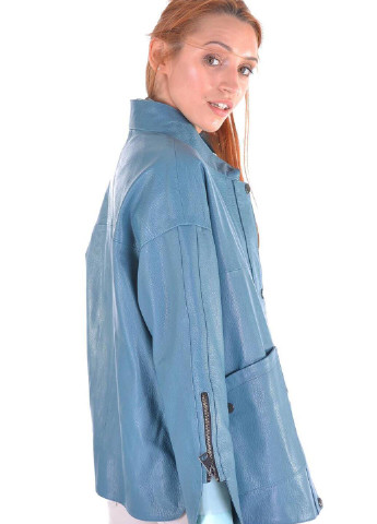 Голубая зимняя куртка из кожи джумбо Roksan