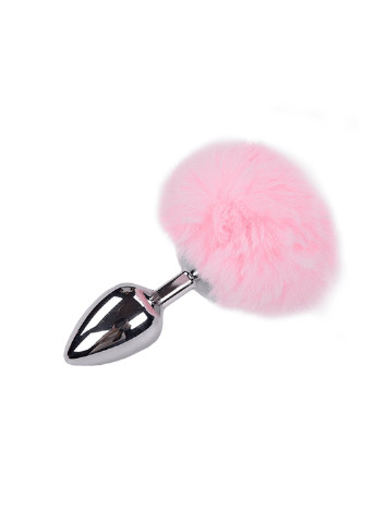 Металлическая анальная пробка Кроличий хвостик Fluffly Plug L Pink Alive (254785141)