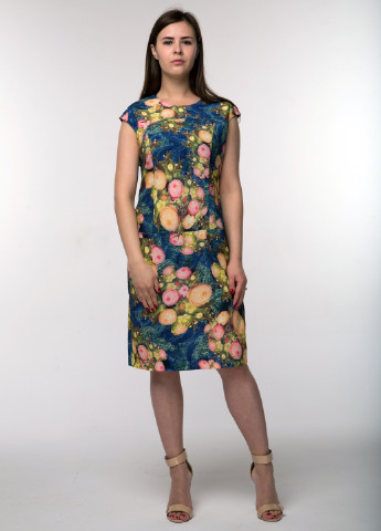 Темно-синее кэжуал платье футляр Maxiline с цветочным принтом