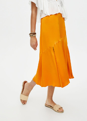 Оранжевая кэжуал однотонная юбка Pull & Bear
