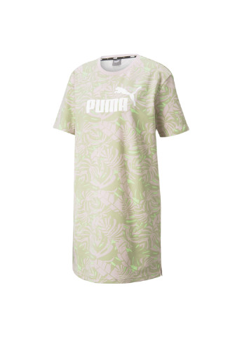 Платье FLORAL VIBES Printed Women’s Dress Puma однотонная розовая спортивная хлопок, полиэстер, эластан