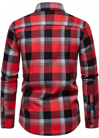 Красная кэжуал рубашка в клетку SHEIN