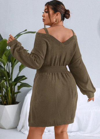 Коричнева кежуал сукня сукня светр SHEIN однотонна