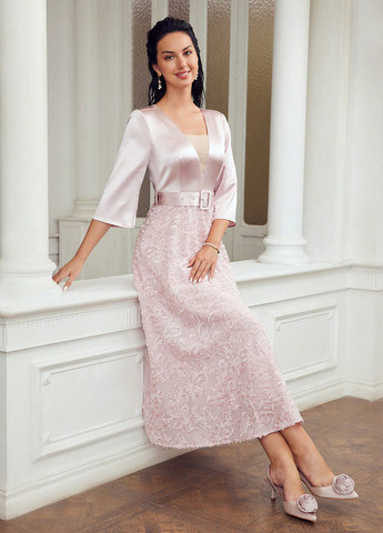 Блідо-рожева святковий, вечірня сукня кльош SHEIN однотонна