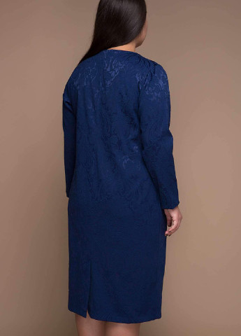 Темно-синее кэжуал однотонное платье из жаккарда ирма темно-синий Tatiana однотонное