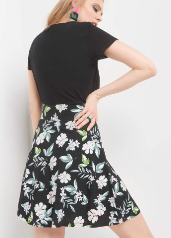 Черная кэжуал цветочной расцветки юбка Orsay клешированная
