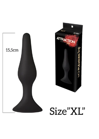 Анальная пробка на присоске Attraction Toys №35 Black, длина 15,5см, диаметр 3,8см MAI (254953892)