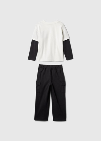 Черно-белый демисезонный костюм (лонгслив, брюки) брючный Gap