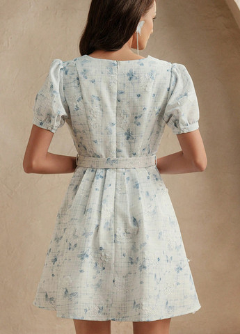 Белое праздничный, кэжуал платье клеш SHEIN с рисунком