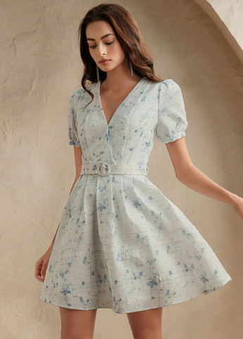 Белое праздничный, кэжуал платье клеш SHEIN с рисунком