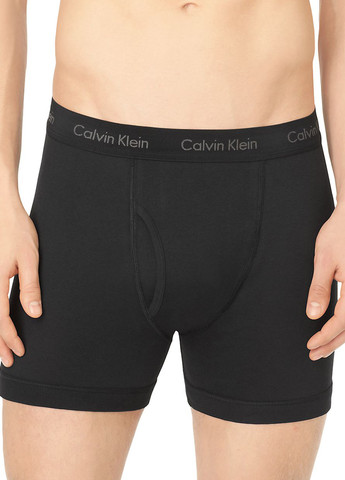 Трусы (3 шт.) Calvin Klein боксеры однотонные чёрные повседневные хлопок