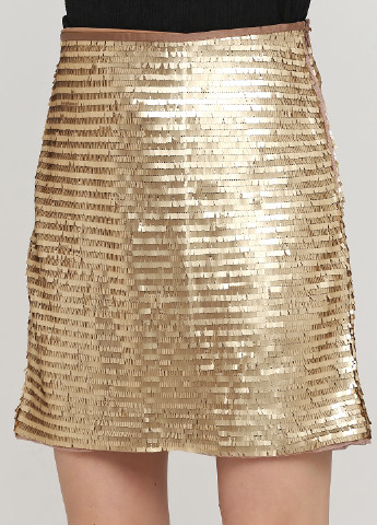 Золотая кэжуал однотонная юбка H&M а-силуэта (трапеция)