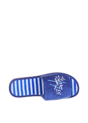 Темно-голубые тапочки ELIO с вышивкой, с белой подошвой