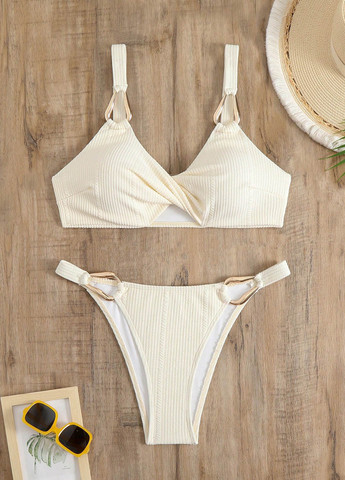 Світло-бежевий демісезонний купальник (ліф, трусики) топ, роздільний SHEIN