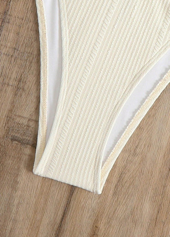 Світло-бежевий демісезонний купальник (ліф, трусики) топ, роздільний SHEIN